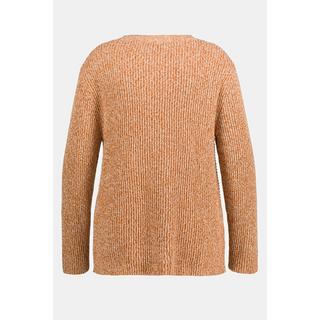 Ulla Popken  Maglione in cotone biologico con maglia a costa inglese, collo alto e maniche lunghe 