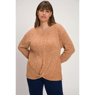 Ulla Popken  Pull, tricot côtelé, col droit, manches longues, coton bio 