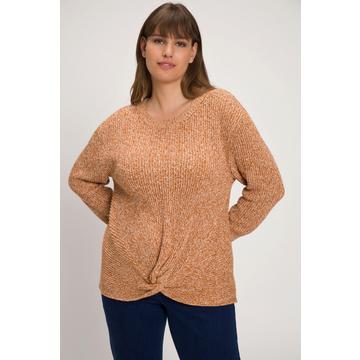 Pull, tricot côtelé, col droit, manches longues, coton bio