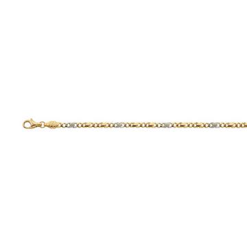 Collier 8 pièces bicolore jaune/blanc or 750, 3.2mm, 50cm