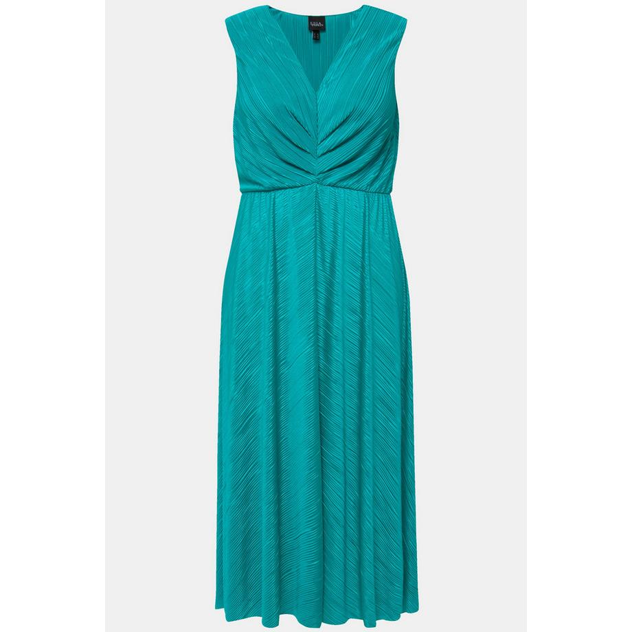 Ulla Popken Robe maxi plissée sans manches drapé décolleté en V  