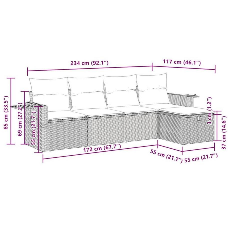 VidaXL Ensemble de canapés de jardin rotin synthétique  