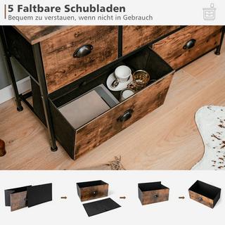 Northix Commode rustique à 2 niveaux avec 5 tiroirs et tiroirs pliables en tissu  