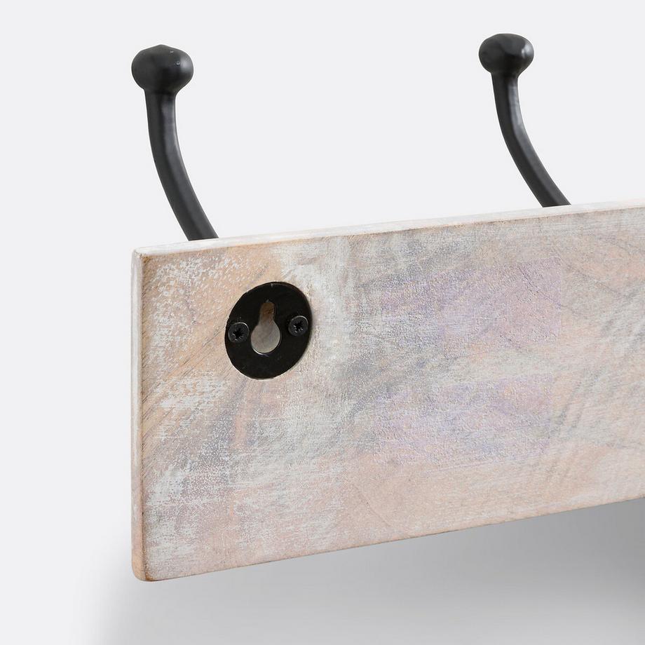 SO'HOME Kleiderhaken 5 Doppelhaken Mangoholz massiv Logas  