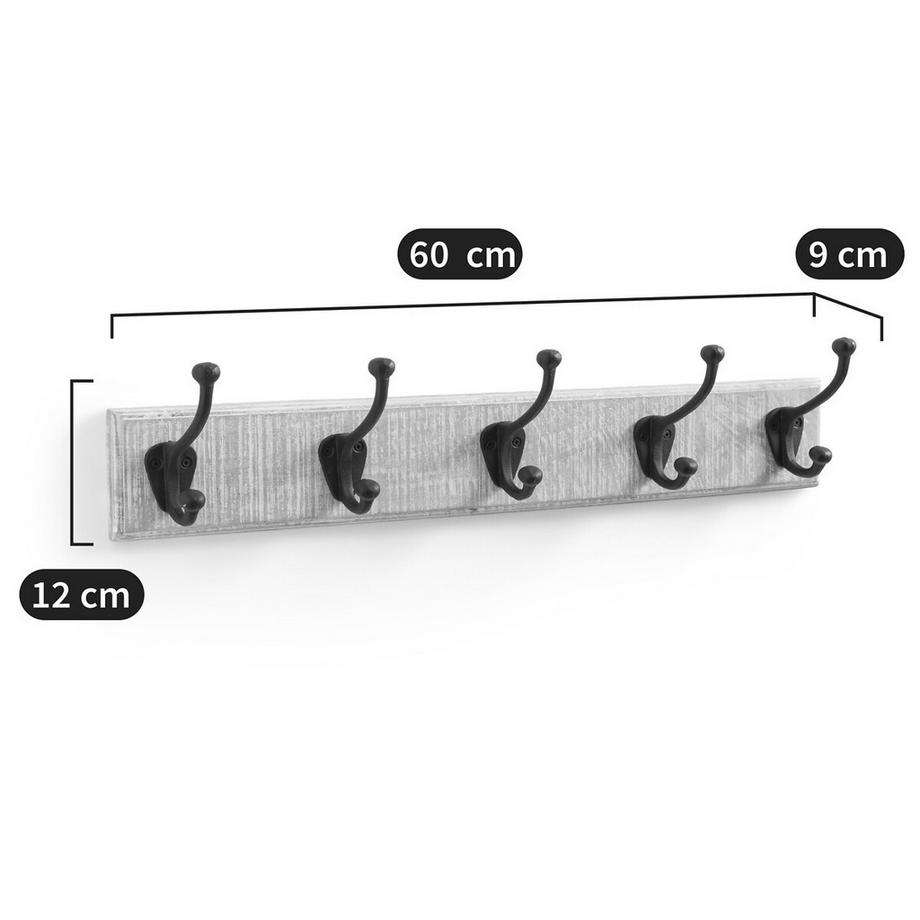 SO'HOME Kleiderhaken 5 Doppelhaken Mangoholz massiv Logas  