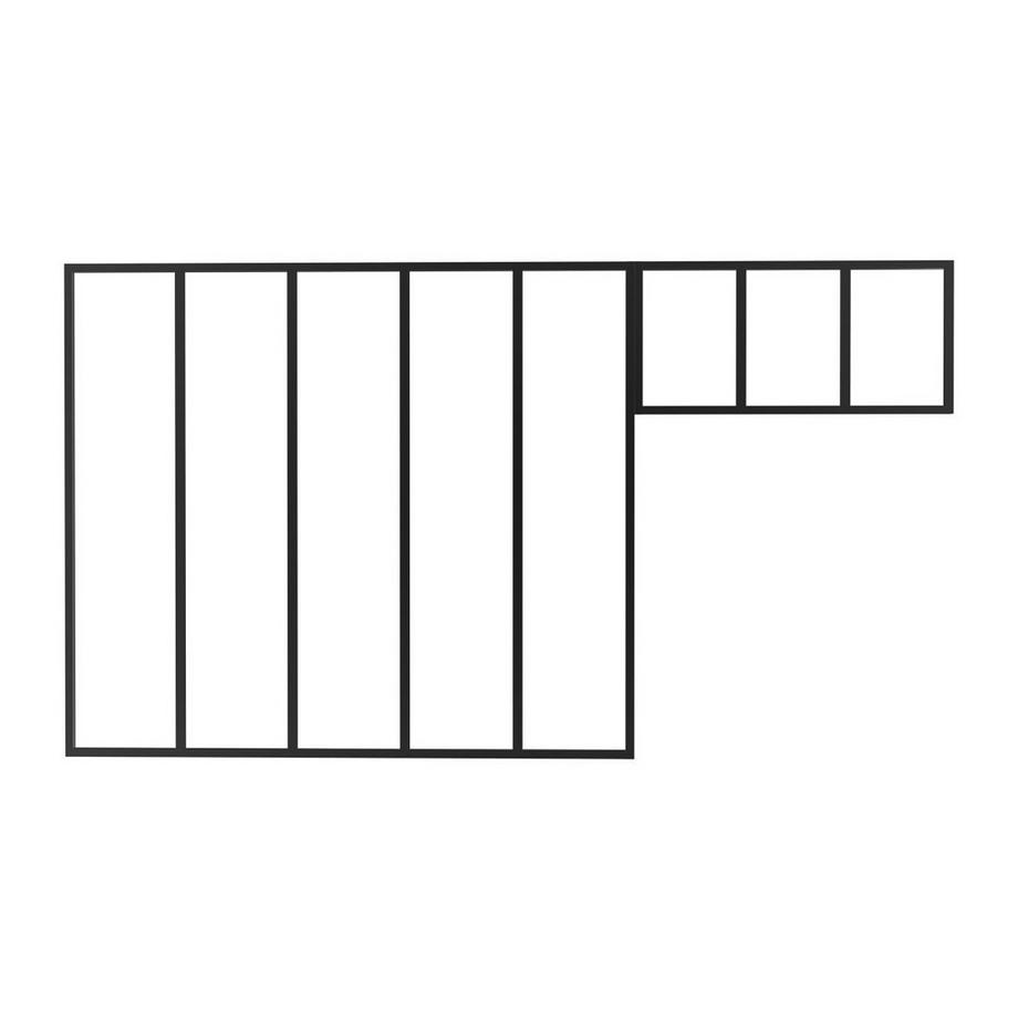 Vente-unique  Verrière atelier avec imposte en aluminium thermolaqué - L150 x H130 + L83 x H40 cm - Noir - BAYVIEW 