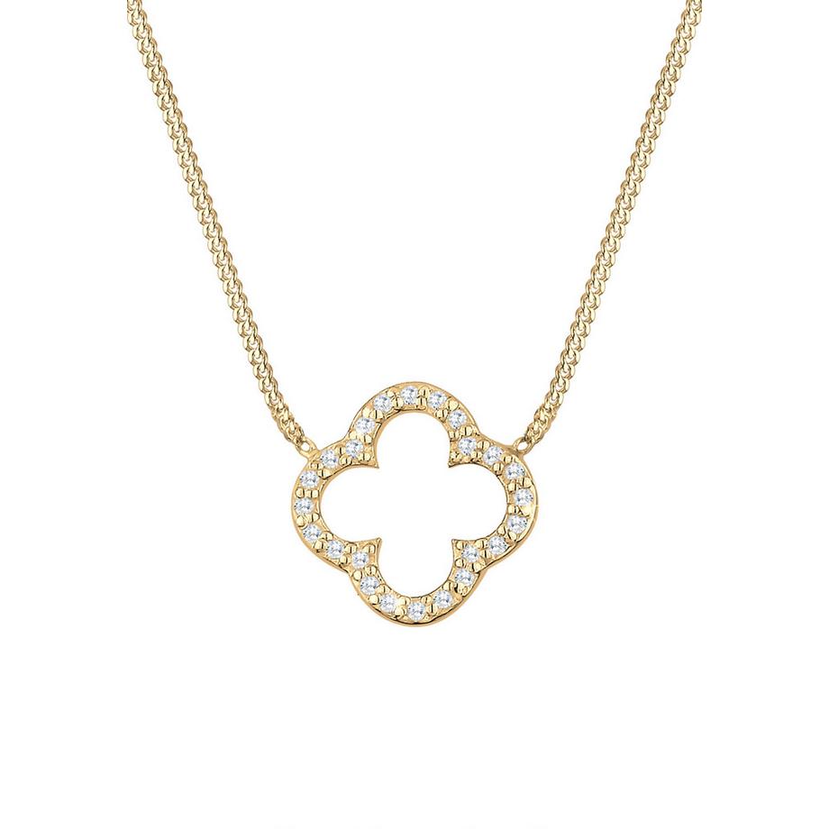 Collier Pendentif Trèfle Élégant Cristaux De Zirconium