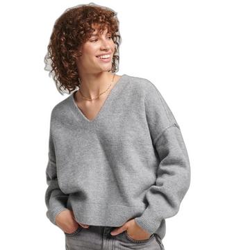 Pull ample col V maille femme