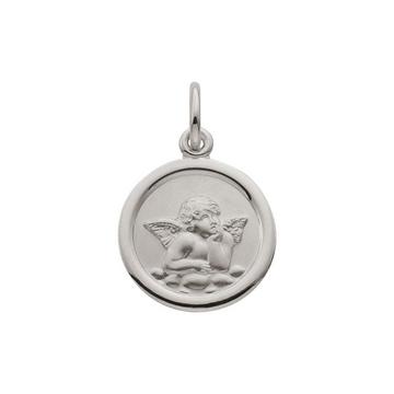 Pendentif ange gardien en or blanc 750, 18x12mm