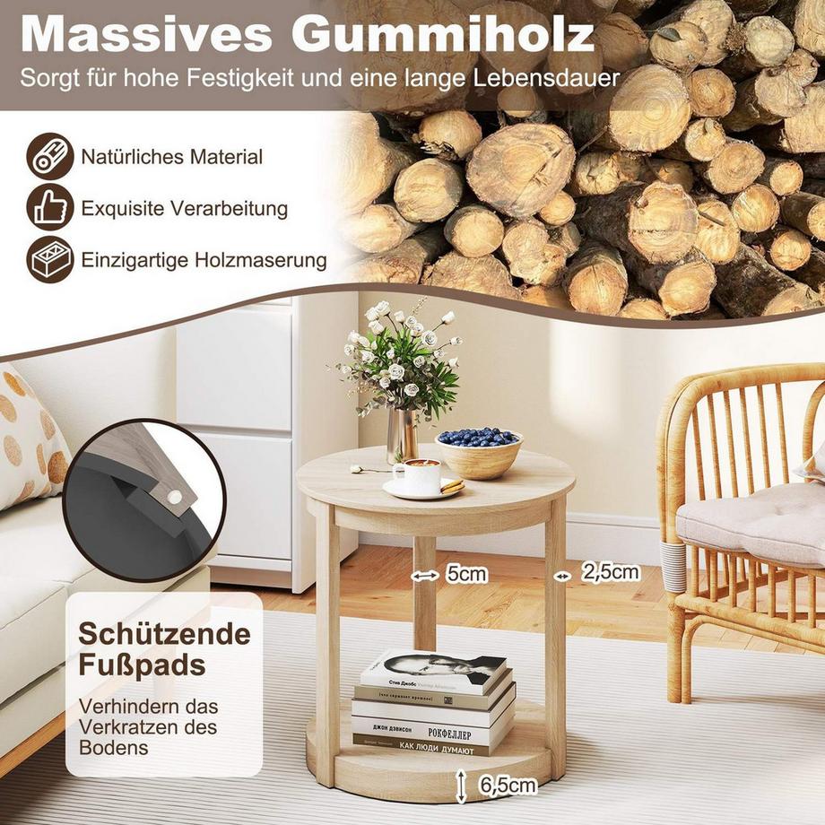 Northix Runder Couchtisch mit 2 Ebenen  