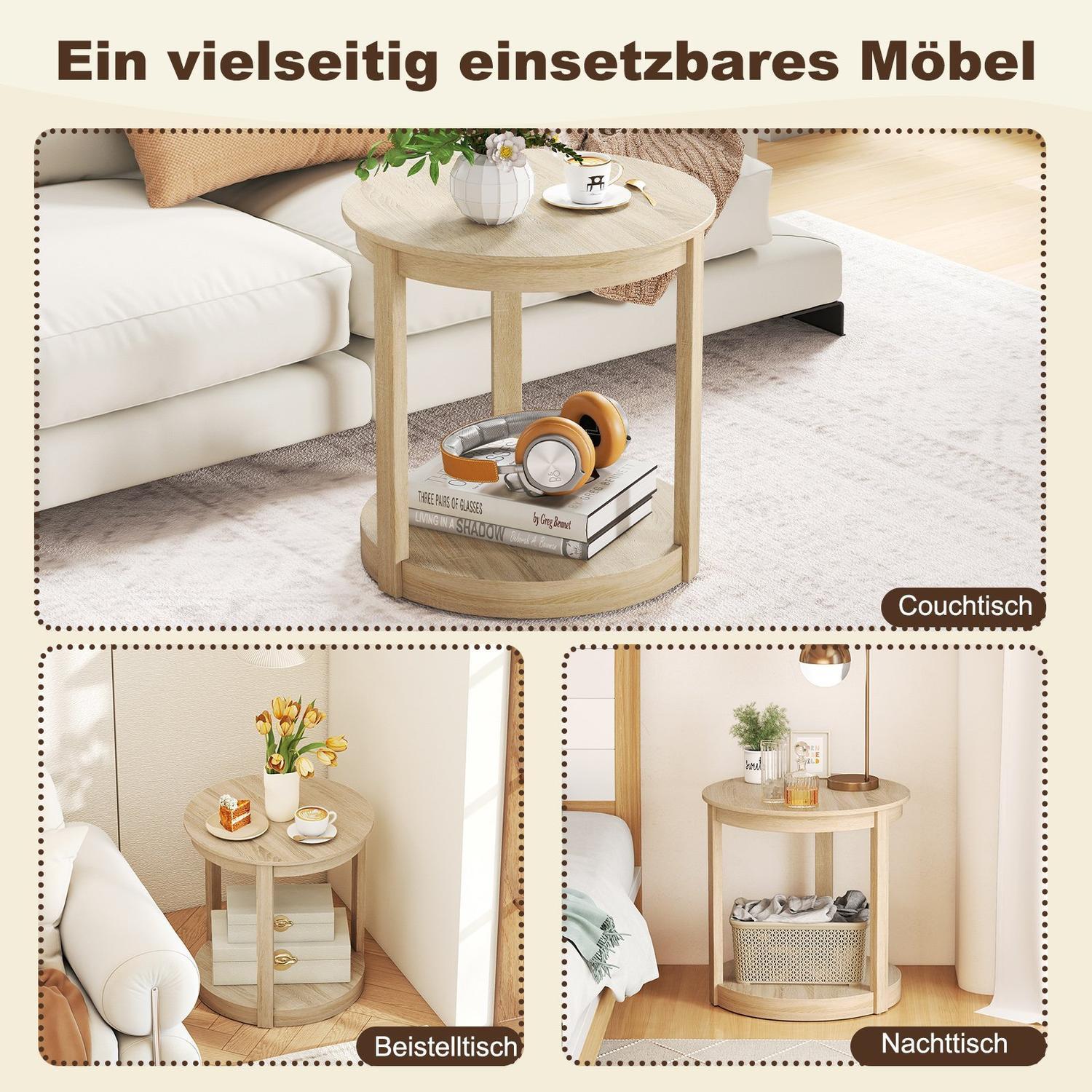 Northix Table basse ronde à 2 niveaux  