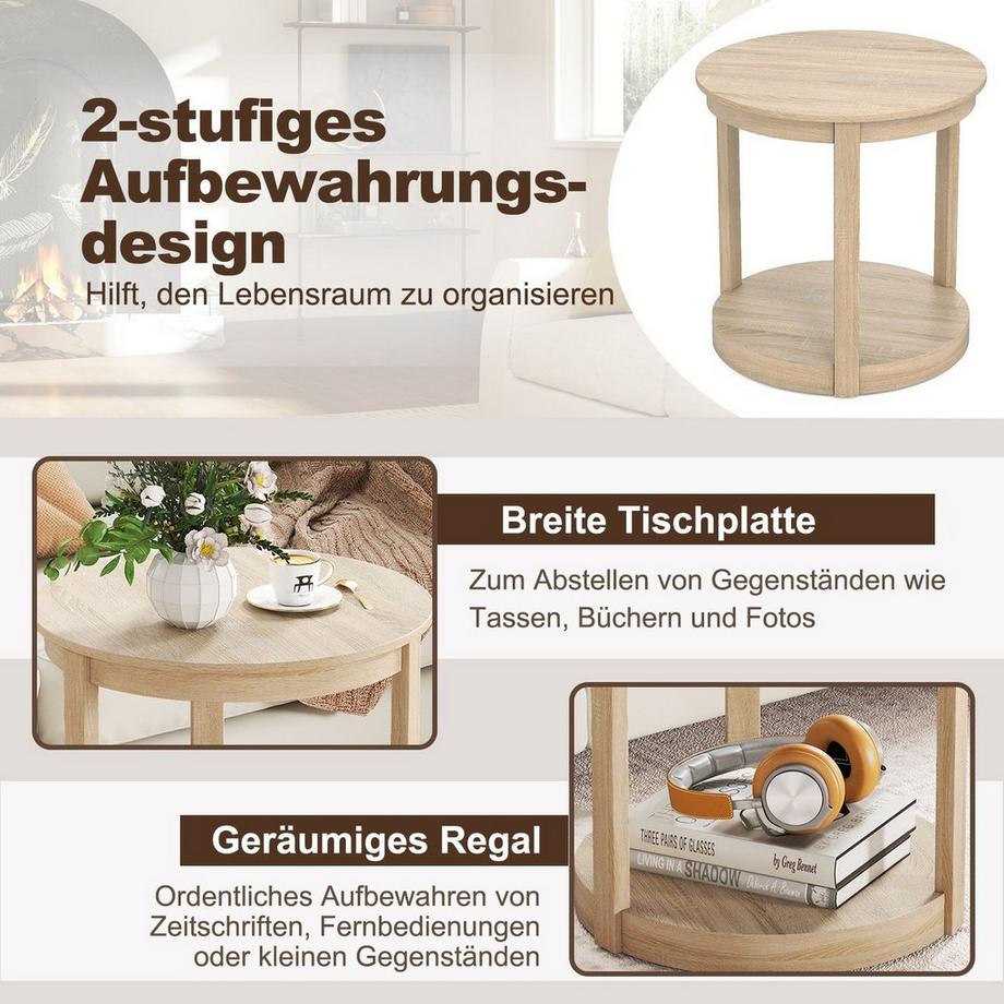 Northix Runder Couchtisch mit 2 Ebenen  