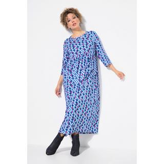 Ulla Popken  Jerseykleid, Zierbänder, A-Linie, Rundhals, 3/4-Arm 