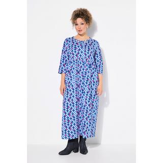 Ulla Popken  Jerseykleid, Zierbänder, A-Linie, Rundhals, 3/4-Arm 