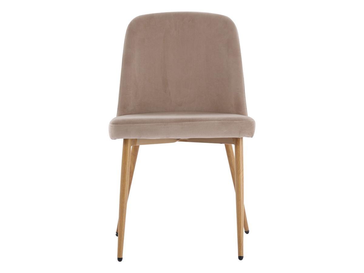 Vente-unique Sedia in Velluto e Metallo effetto legno Beige  - Lotto di 6 - MINAGRI  