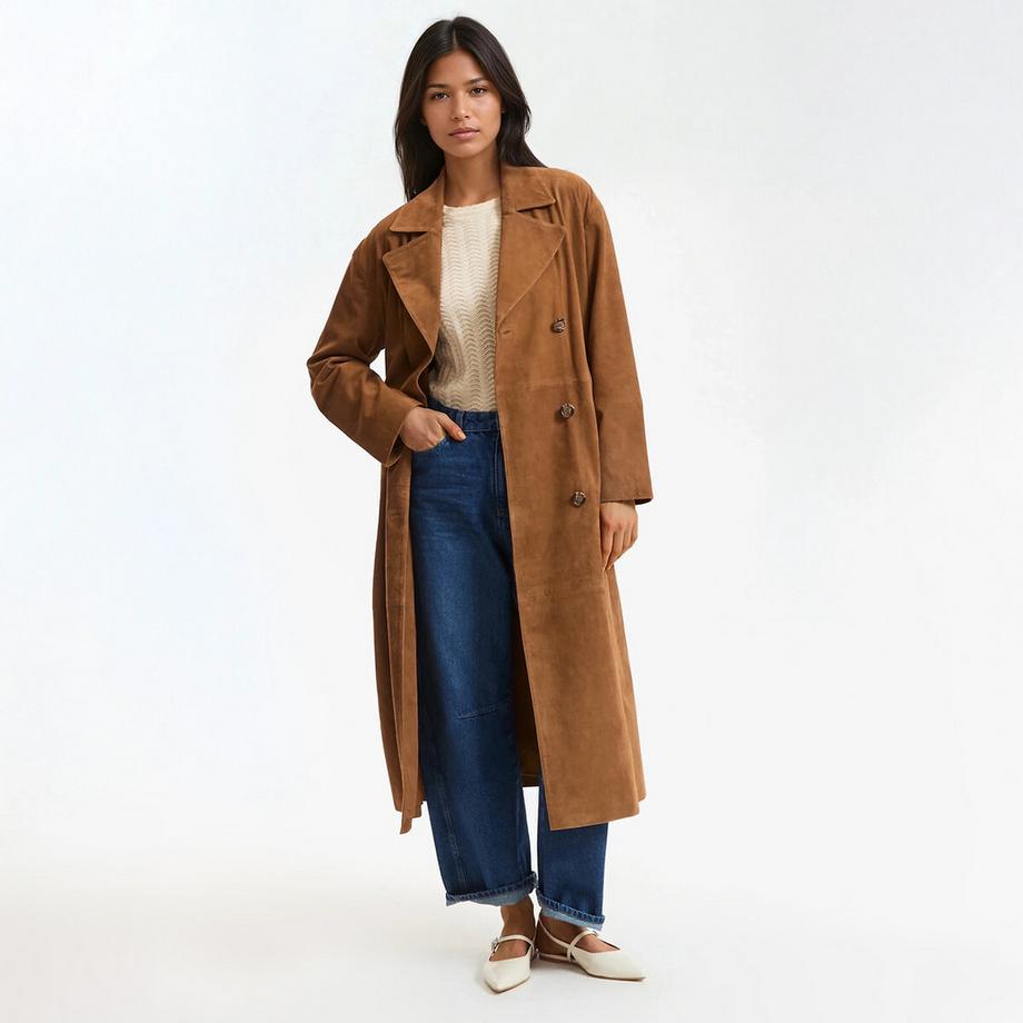 Langer Trenchcoat aus Ziegenleder