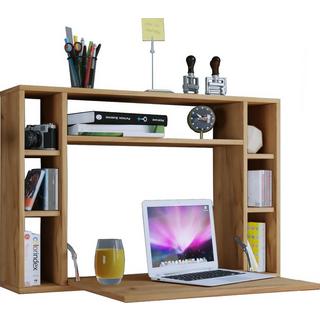 VCM Bureau suspendu pliable en bois Bureau mural Bureau d'ordinateur Tiroir Wandila  