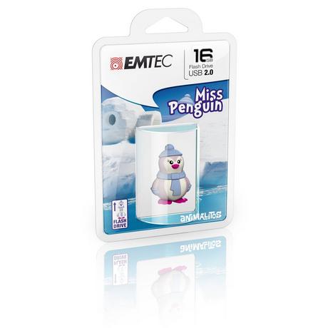 EMTEC  Emtec Miss Penguin lecteur USB flash 16 Go USB Type-A 2.0 Bleu, Violet, Blanc 