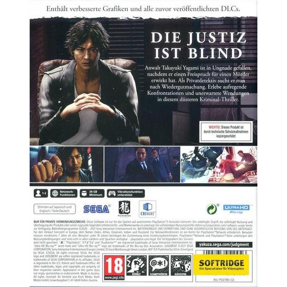 GAME  Judgment Standard Deutsch, Englisch PlayStation 5 
