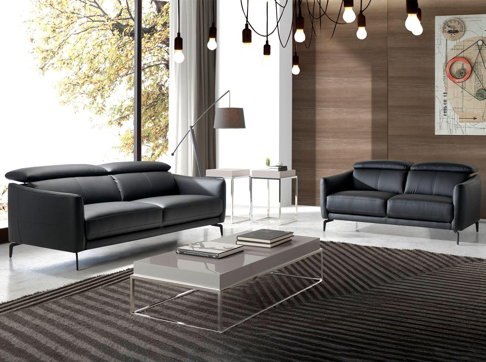 ANGEL CERDA Canapé 3 places en cuir noir  