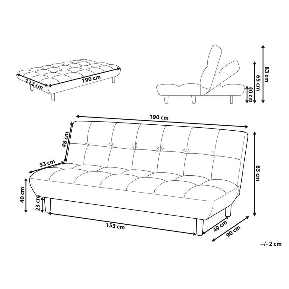 Beliani Schlafsofa aus Bouclé Landhausstil RISOR  