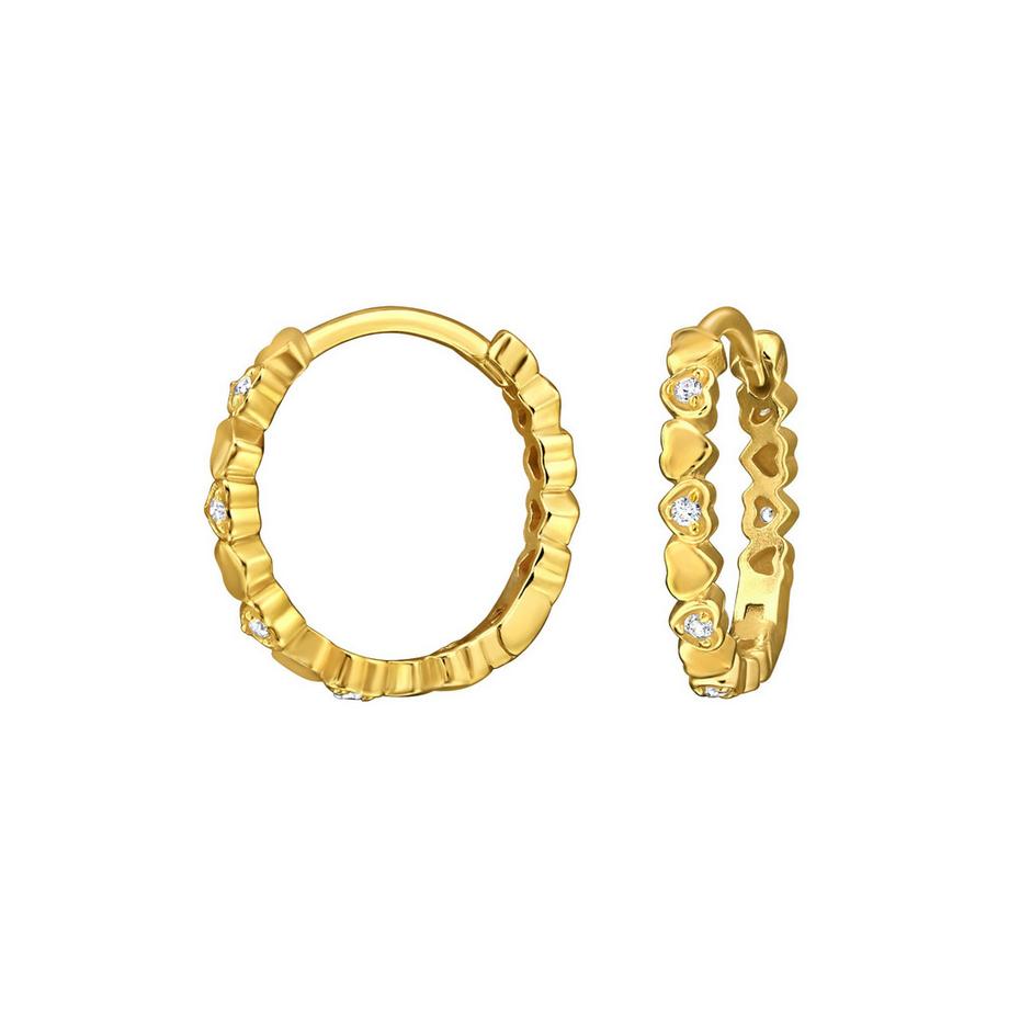 Maxte  Créoles Huggie en  Sterling Plaqué  Bande Cœur avec 12 Zirconiums Cubiques 