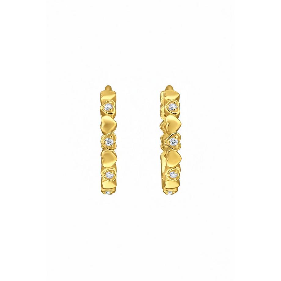 Maxte  Créoles Huggie en  Sterling Plaqué  Bande Cœur avec 12 Zirconiums Cubiques 