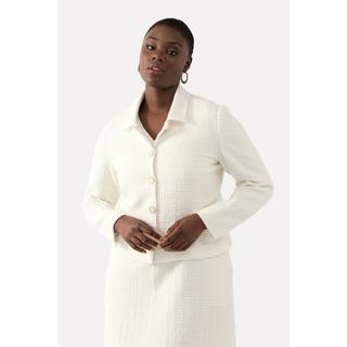 Ulla Popken Bouclé Jacke Hemdkragen Acetatfutter  