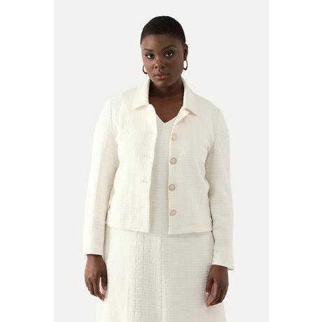 Ulla Popken Bouclé Jacke Hemdkragen Acetatfutter  