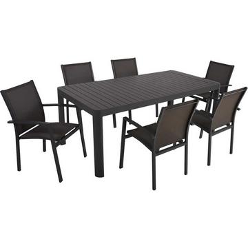 Salon de jardin Amira II anthracite (7 pièces)