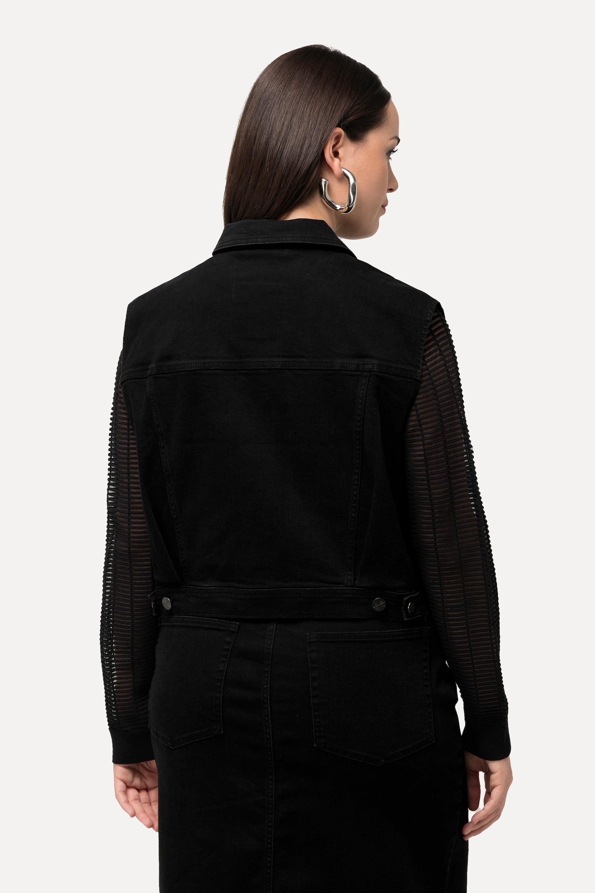 Ulla Popken Gilet di jeans Boxy Fit Collo Camicia Bottoni in Metallo  