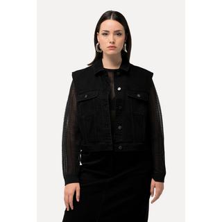 Ulla Popken Gilet di jeans Boxy Fit Collo Camicia Bottoni in Metallo  