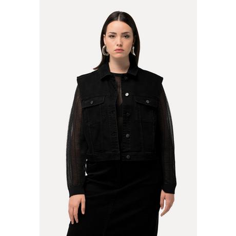 Ulla Popken Gilet di jeans Boxy Fit Collo Camicia Bottoni in Metallo  