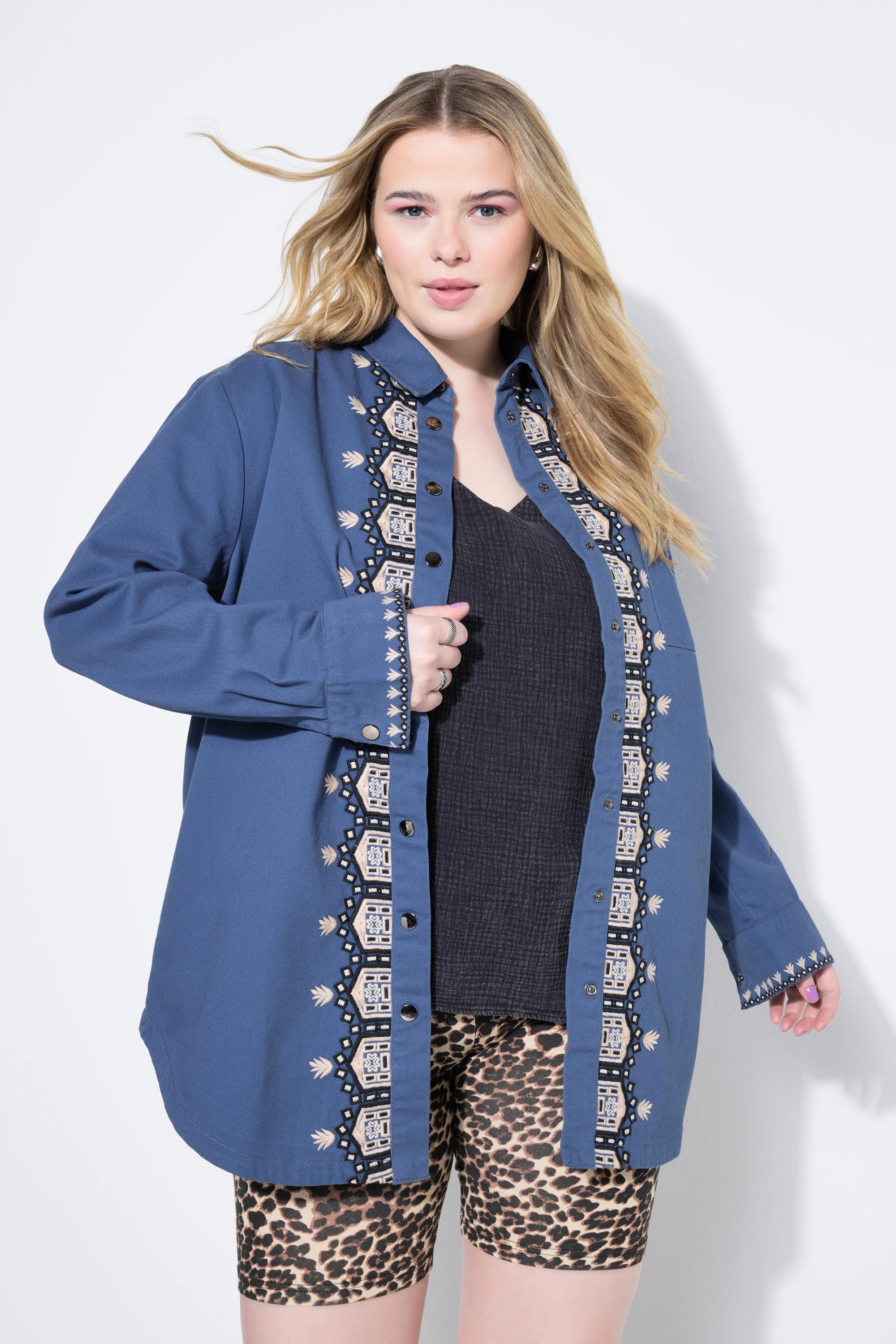 Studio Untold Oversized Hemd Stickerei an der Knopfleiste  