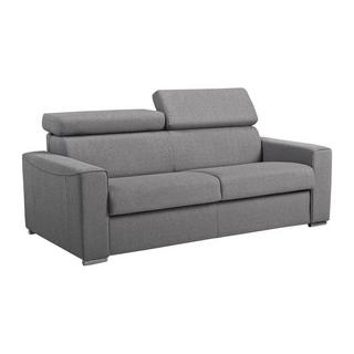 LINEA SOFA Canapé 3 places convertible express en tissu gris - couchage 140 cm - Matelas 16 cm mémoire de forme VIZIR  