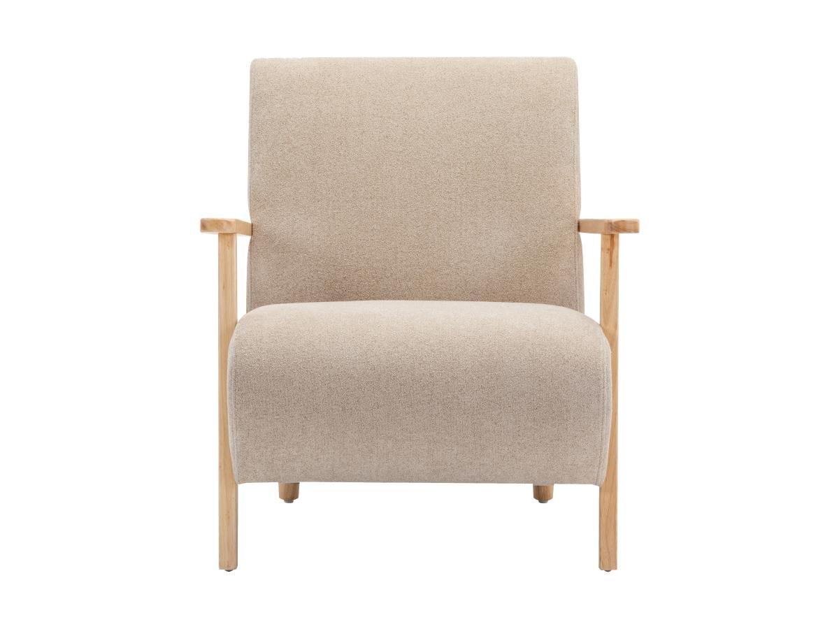 Vente-unique Fauteuil en tissu beige et bois JULOMO  