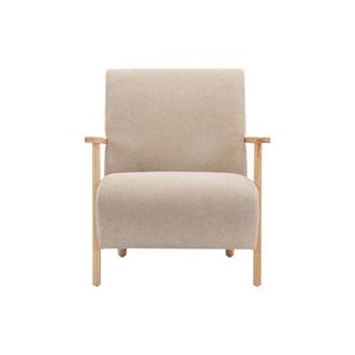 Vente-unique Fauteuil en tissu beige et bois JULOMO  