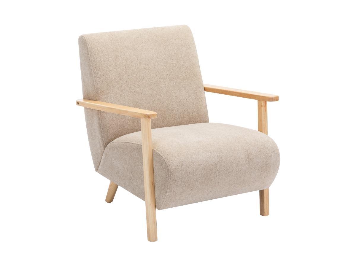 Vente-unique Fauteuil en tissu beige et bois JULOMO  