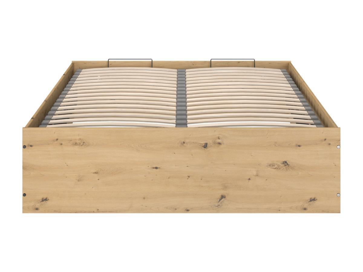 Vente-unique Lit coffre 140 x 190 cm - Coloris : Naturel et noir + Matelas - LUDARO  