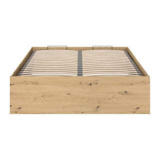 Vente-unique Bett mit Bettkasten + Matratze - 140 x 190 cm - Holzfarben & Schwarz - LUDARO  