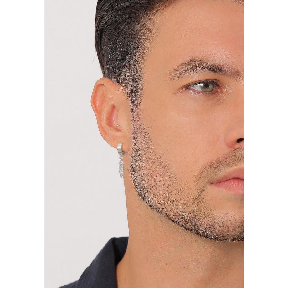 Kuzzoi  Boucles d'Oreilles Hommes Créoles Croix Seule Pièce 