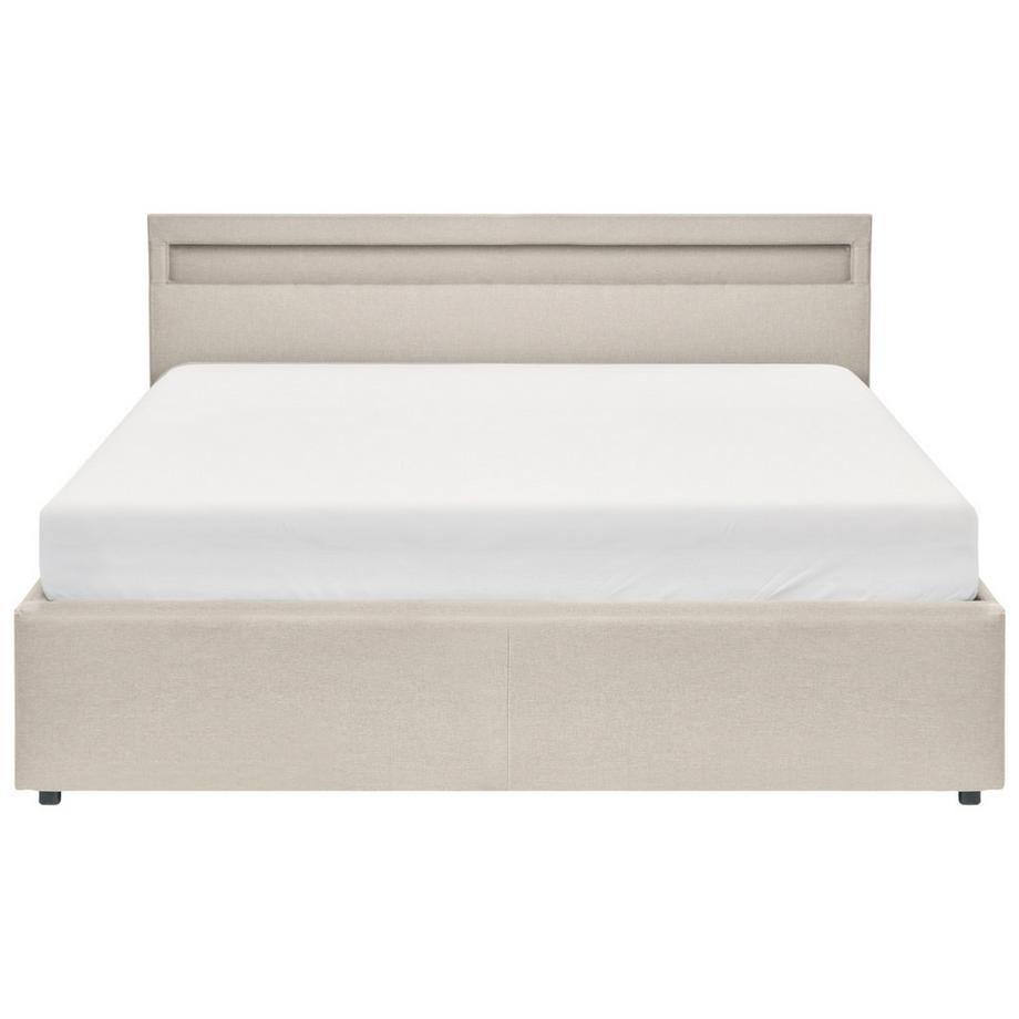 Beliani Bett mit Stauraum und LED-Beleuchtung aus Stoff  ARMELLE  