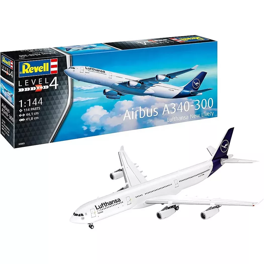 Revell - Level 4 A340-300 Lufthansa New Livery, Multicolor