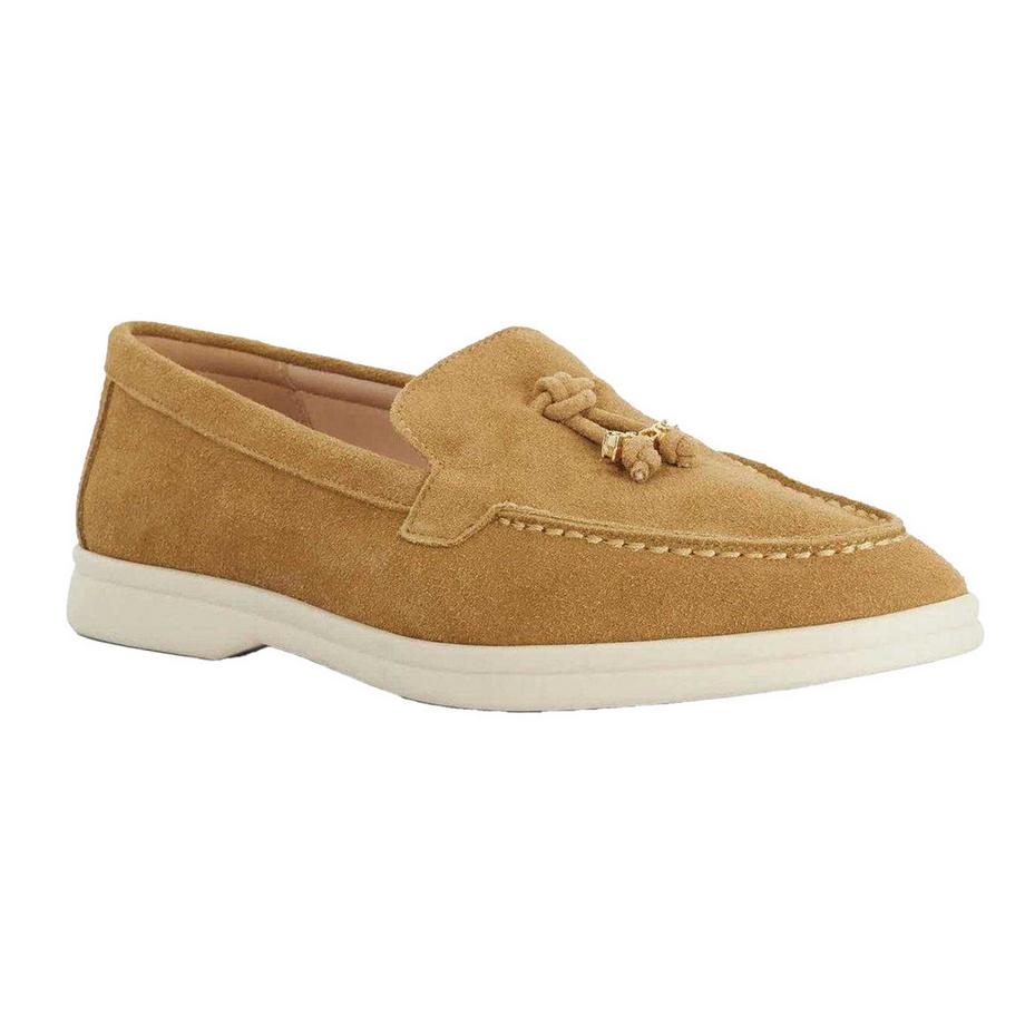 Dune London Gasil Wildleder Mokassins mit Quaste und flachem Absatz  