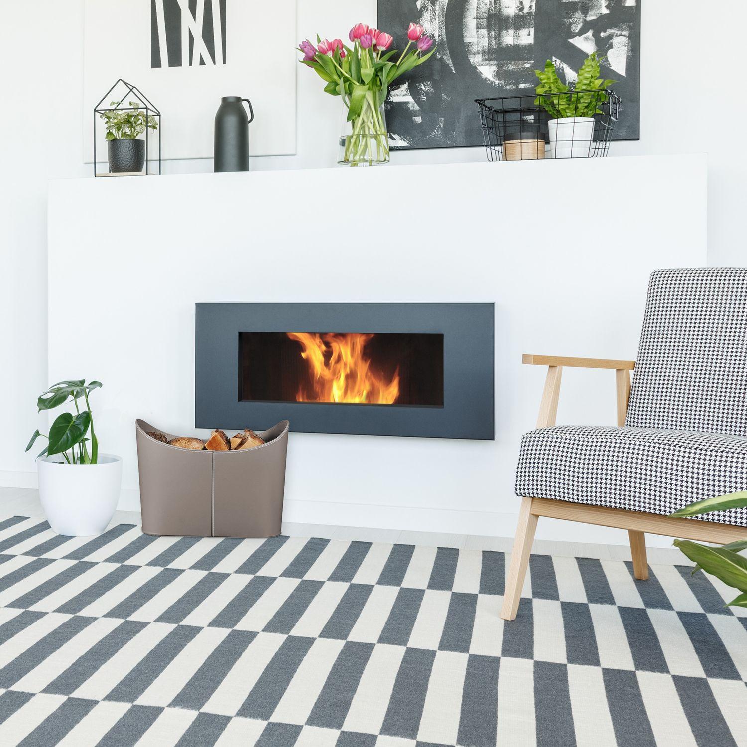 B2X Cestino in legno grigio in similpelle  