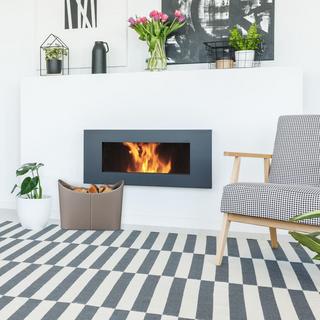 B2X Cestino in legno grigio in similpelle  