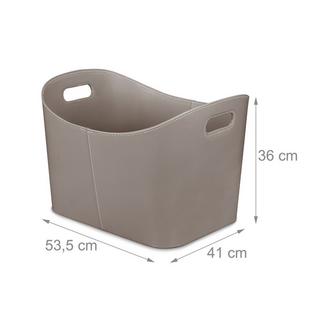 B2X Cestino in legno grigio in similpelle  