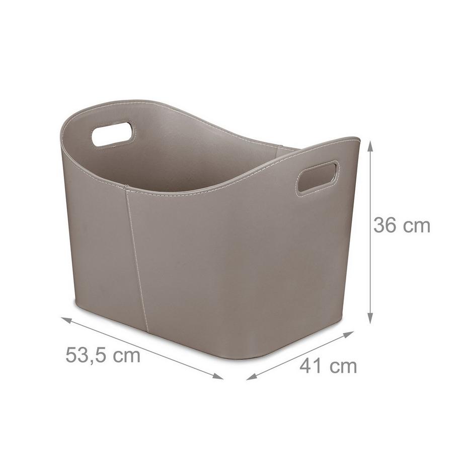 B2X Cestino in legno grigio in similpelle  