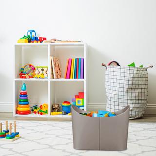 B2X Cestino in legno grigio in similpelle  