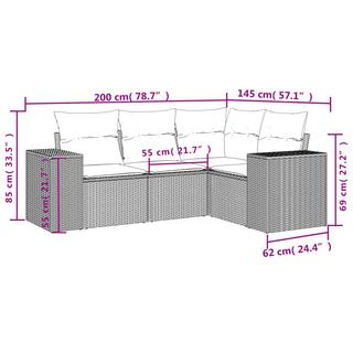 VidaXL Ensemble de canapés de jardin rotin synthétique  